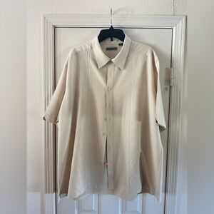 Men’s Cubvera Nordstrom Beige Cream 2XL Collared Button Up Dress Shirt Party